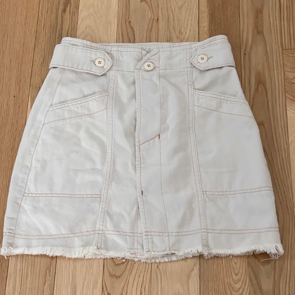 Free People Beige Denim Skirt 4